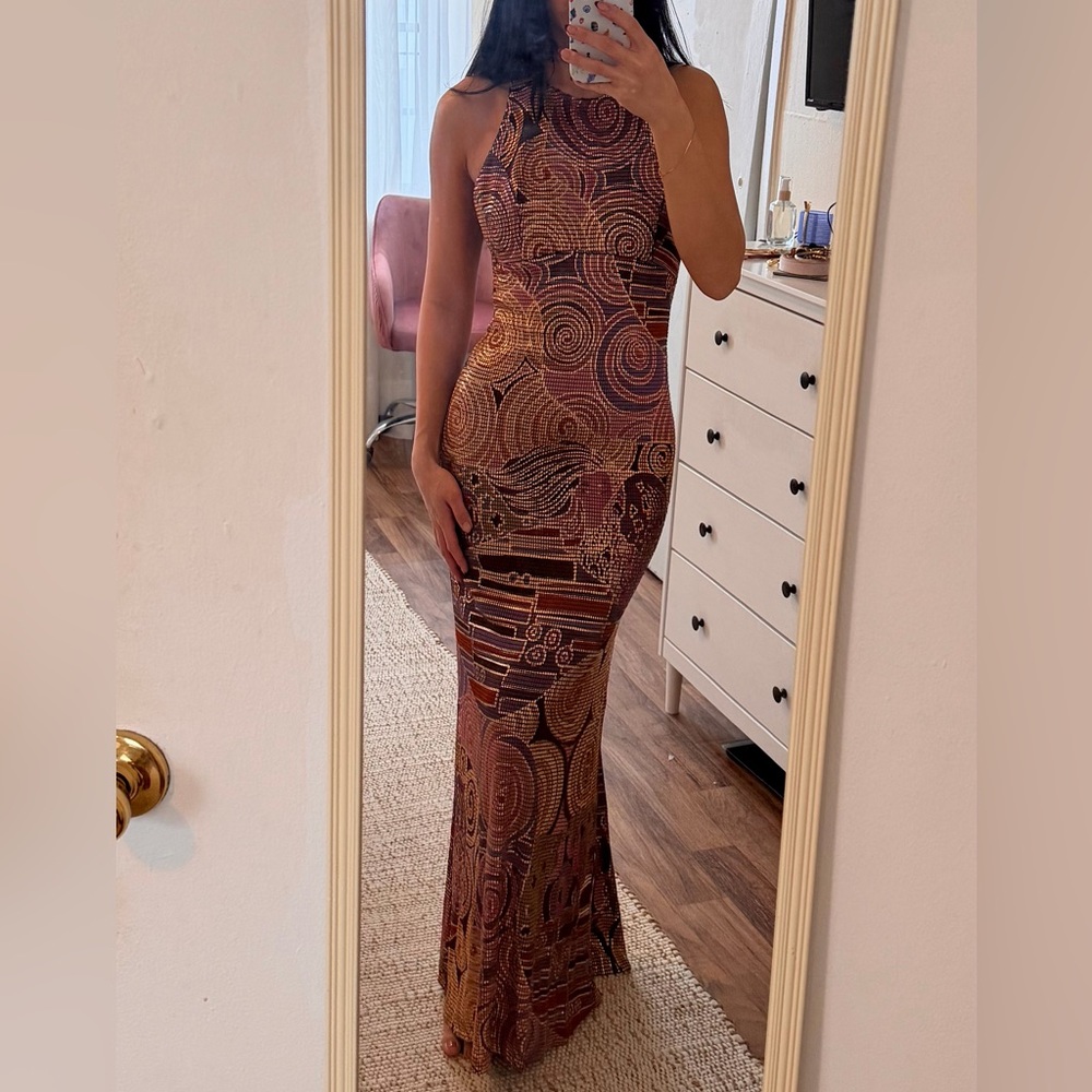 ItalianVintage Janine Halter Evening Gown Multicolor Metallic Mosaic size S
